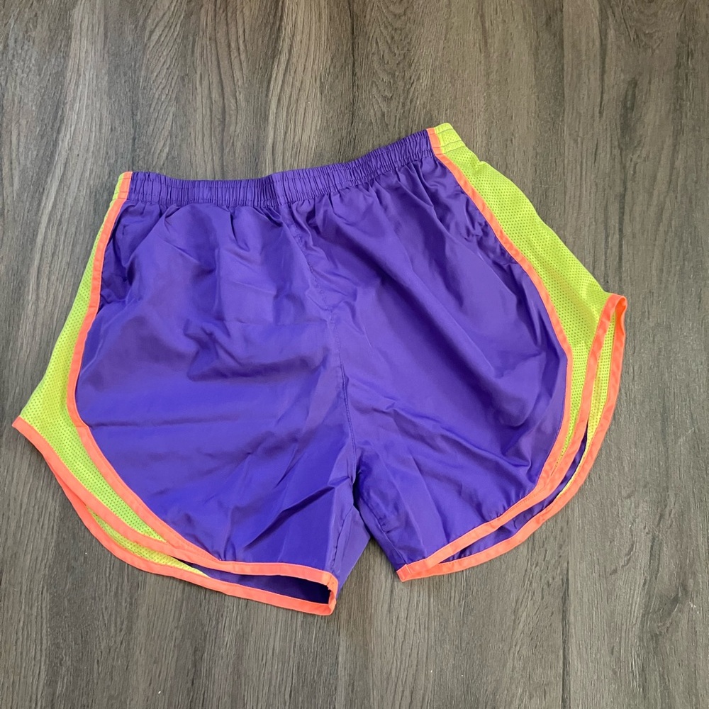 Purple running shorts with built in underwear